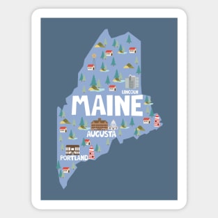 Maine Illustrated Map Sticker